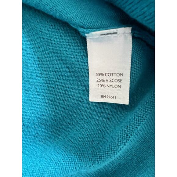 J.Jill Women's Sweater Size Large Petite Teal Long Sleeve V-Neck - Picture 7 of 9